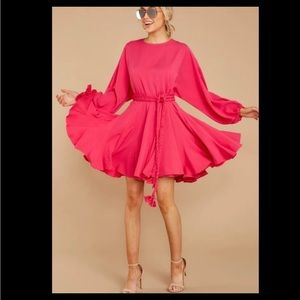 Hot pink braided belt dress